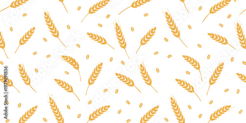 wheat agricultural motif stalks grains icon set for print