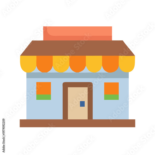 Isolated vector shop illustration in flat style against a black background