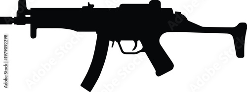 gun silhouette compact submachine smg vector outline