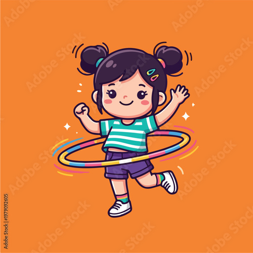 Girl Playing with Hula Hoop.