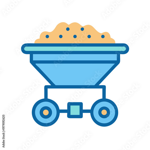 Mining cart filled with material on a black background icon design