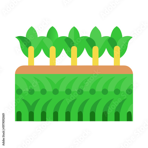 Isometric stylized platform with trees and grass isolated on black background