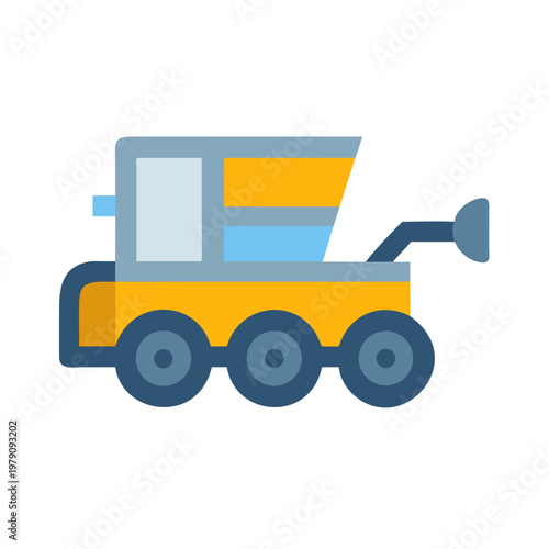 Stylized illustration of a lunar rover with simple shapes and bold colors