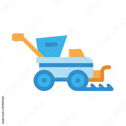Stylized vector graphic of farm equipment on a black background, agriculture theme