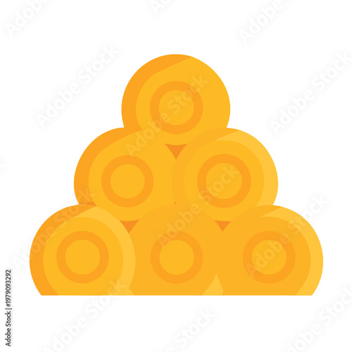 Stacked hay bales illustration in flat style on dark background for agriculture concept