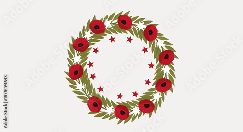 Red Poppy Flower Wreath.