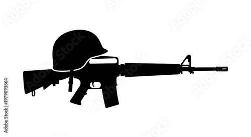 Rifle with Soldier Helmet.