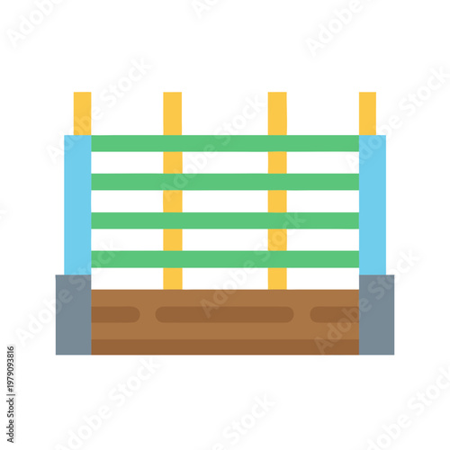 Simple wooden fence illustration with horizontal bars and posts on black background
