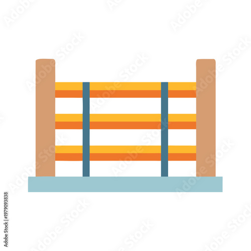 Wooden fence in flat design with blue accents on a black background