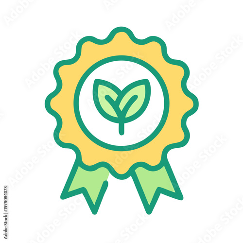 Eco-Friendly Certification Badge with Green Leaves on Black Background for Environmental Awareness