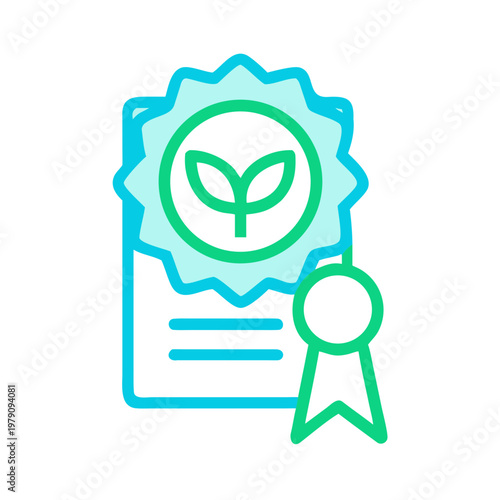 Minimalist illustration of a certified organic document with leaves on black background