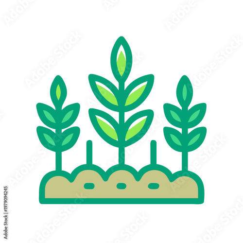 Three green sprouts growing in soil on a black background illustration