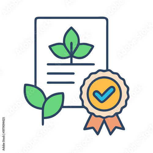 Certified organic product document with a checkmark badge, presented on black background