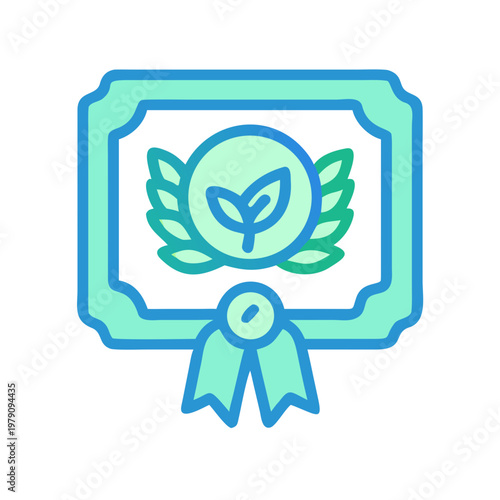 Sustainable business certificate icon in flat style, environmental and ecological awareness