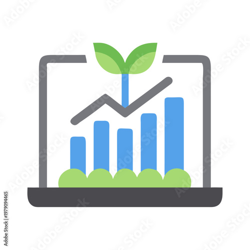 Financial growth and investments represented on a laptop with nature metaphor