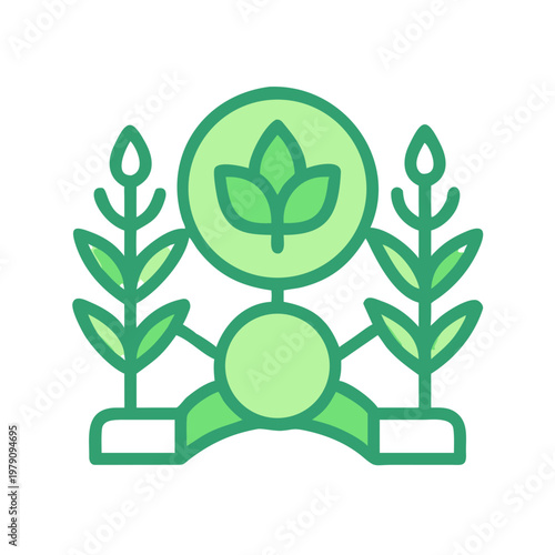 Stylized Green Plant Icon Representing Growth, Agriculture, and Sustainability on Black Background