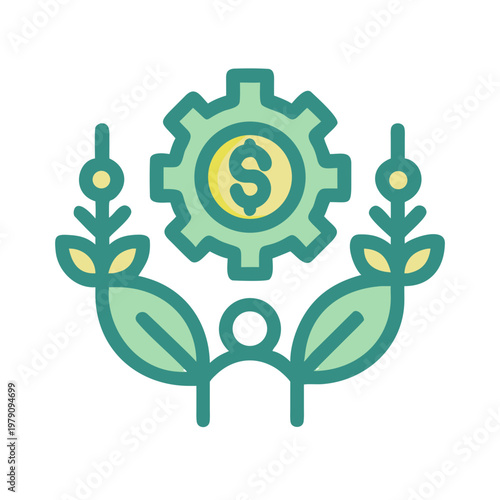 Sustainable finance concept: Growing economy with investment in green technologies and financial mechanisms