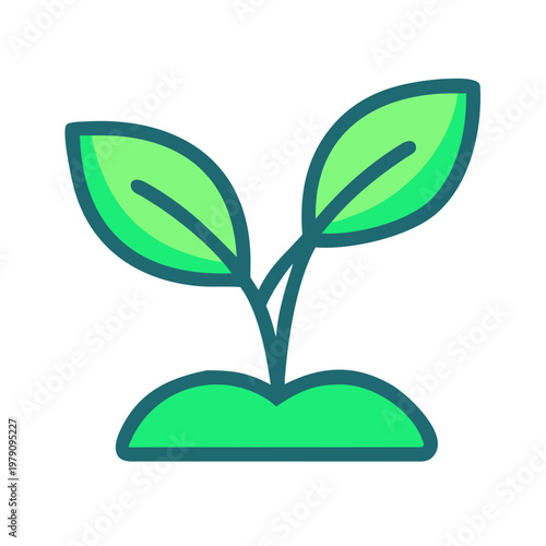 Bright green sprout icon against black backdrop symbolizing growth and new beginnings