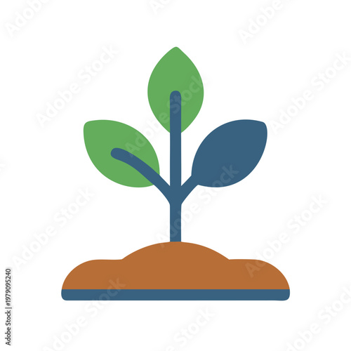 Simple Plant Sprout Icon on Black Background for Environmental Themes and Sustainability