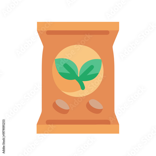 Vector illustration of a seed packet with sprout icon on a black background