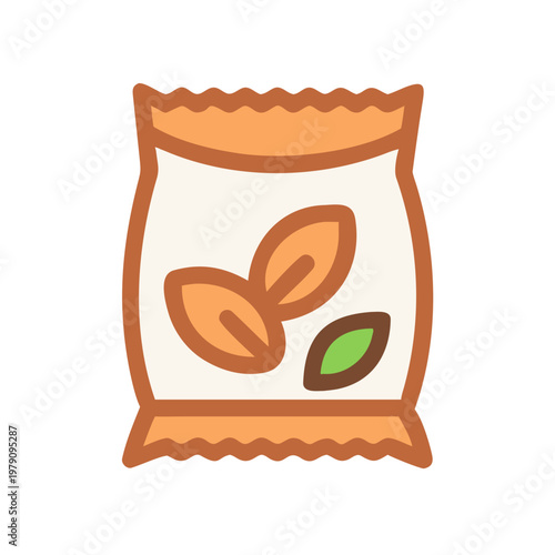 Illustration of snack bag with nuts, on a black background