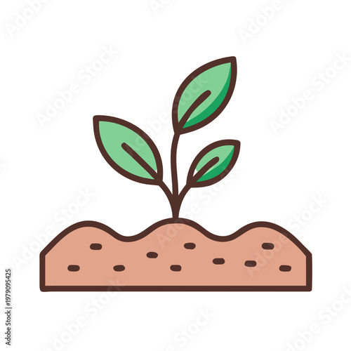 Small sprout in soil illustration representing growth and nature concept