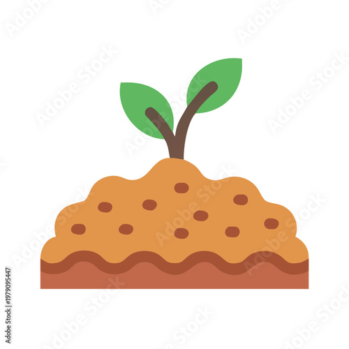 A single sprout emerging from soil on a black background illustration