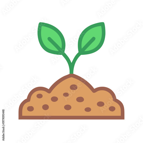 Illustrative plant sprout growing in soil, demonstrating concept of growth and new beginnings