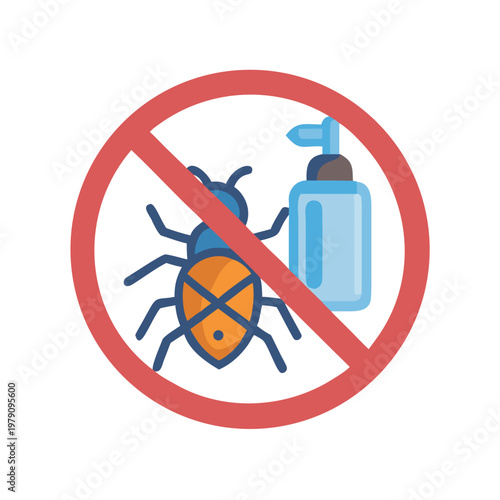 Iconic representation of pest control highlighting insect extermination and hygiene maintenance illustration