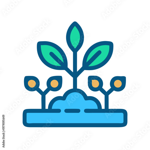 Vibrant seedling icon depicting growth and sustainability, set against a black background