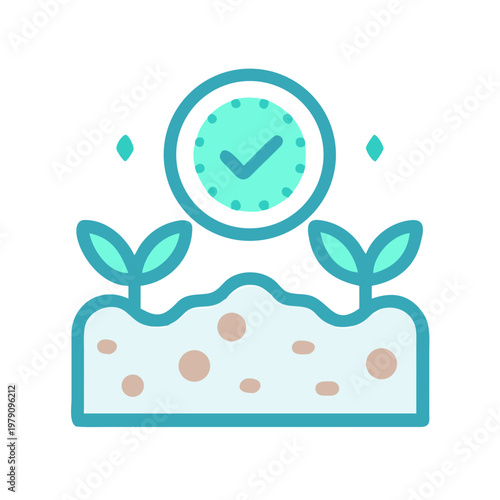 Time to grow: Seedlings emerging with clock symbol representing growth schedule