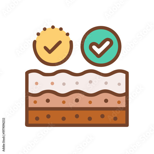 Healthy skin layers cross section with verification marks on a black background