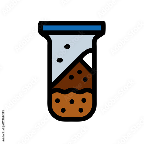 Stylized illustration of a test tube containing two distinct layers of substances