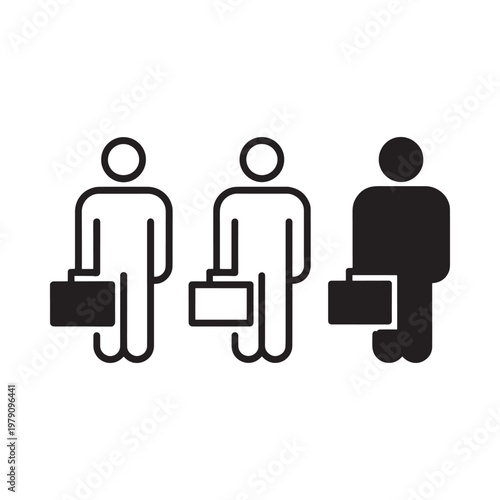 Three stylized figures with briefcases representing progression or diversity