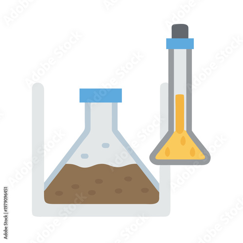 Minimalist Illustration of Science Beakers and Chemicals for Chemistry or Laboratory Research