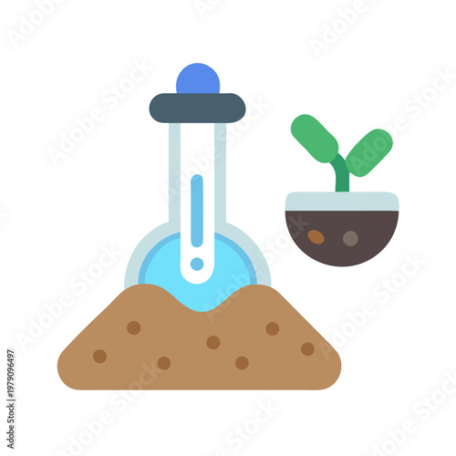 Plant and Seedling Icon on Black Background, Germination and Growth Stages