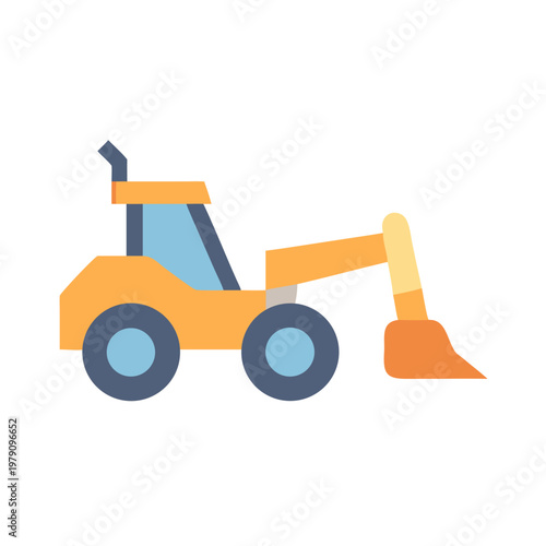A simplified flat graphic of a construction digger on a black background