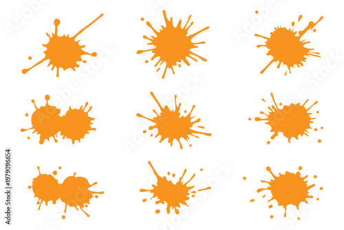 Blotter spots, liquid paint drip drop splash and ink splatter Ink drops and splashes, drip, splash, splats on a transparent png background