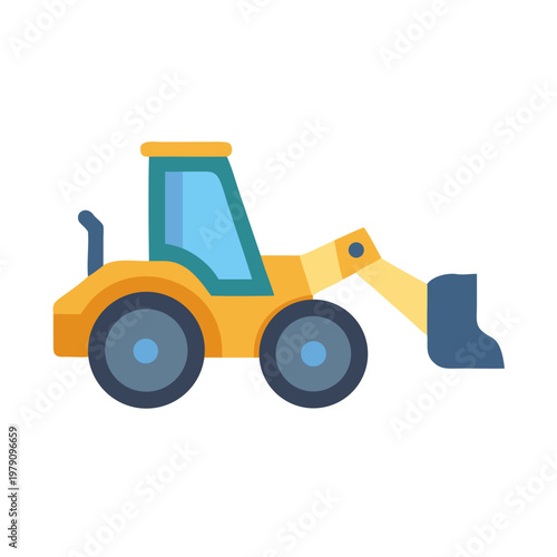 Stylized tractor illustration on black background ideal for construction or agriculture themes
