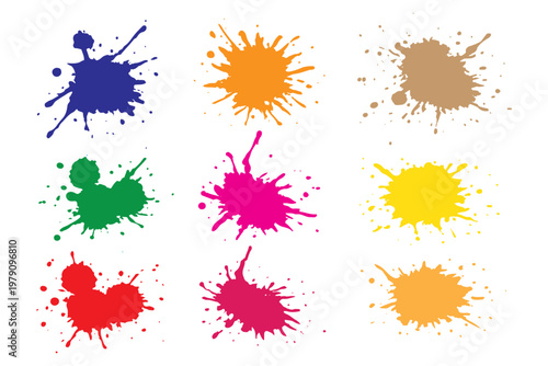 Blotter spots, liquid paint drip drop splash and ink splatter Ink drops and splashes, drip, splash, splats on a transparent png background