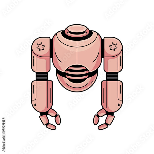 Pink Bot Mech Hero Suit Tech Part Art Toy Game Icon Vector Top Best Pro