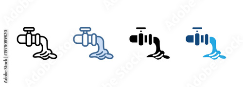 Multi Style Icon Set Sewage Collection