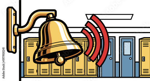 School Bell Ringing Loudly Signaling Time.