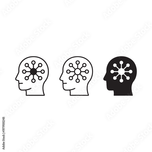 Three human head profiles displaying varying degrees of internal complexity