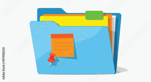 Blue Folder with Documents and Tabs.