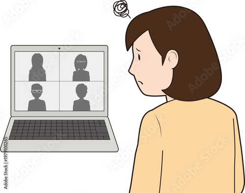 Web会議で困る女性