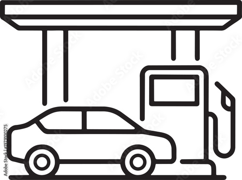 gas station car refueling line art fuel service icon vector illustration