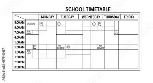 School Timetable Organizer Chart Schedule.