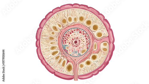 Anatomical Cross Section of Human Small Intestine Tissue vector illustration