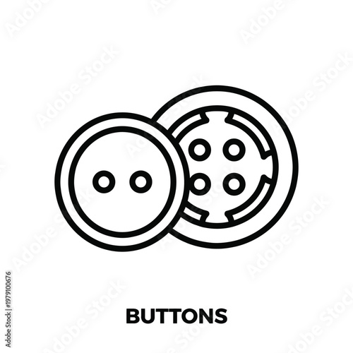 Black and white button icons, sewing buttons, fashion illustration, EPS vector